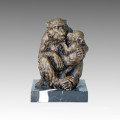 Animal Statue New Mother-Son Monkey Bronze Sculpture Tpal-013